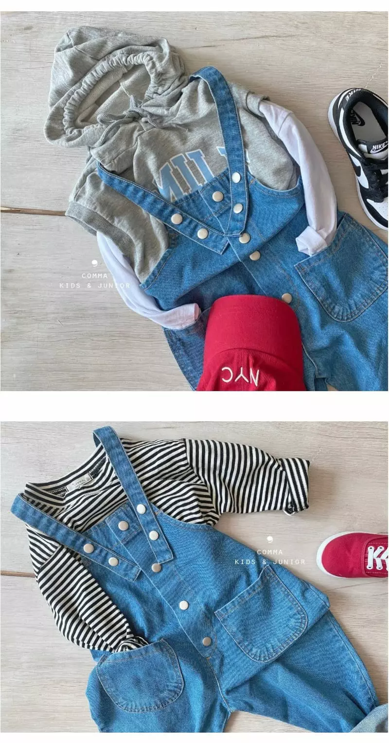 Comma - Korean Children Fashion - #minifashionista - Denim Dungarees Pants - 2
