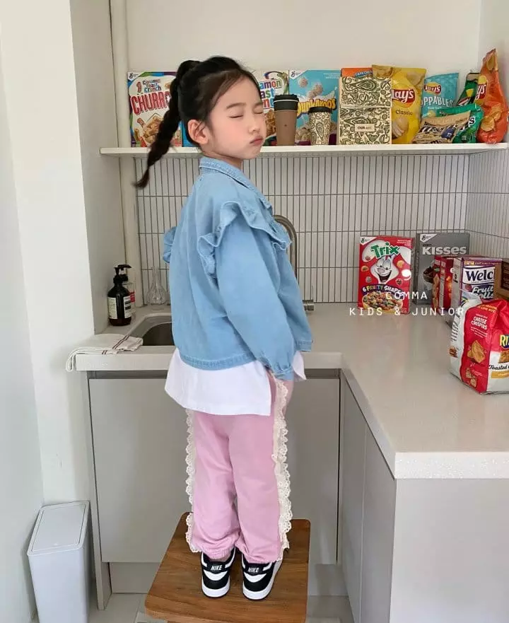 Comma - Korean Children Fashion - #prettylittlegirls - Denim Frill Shirt - 8