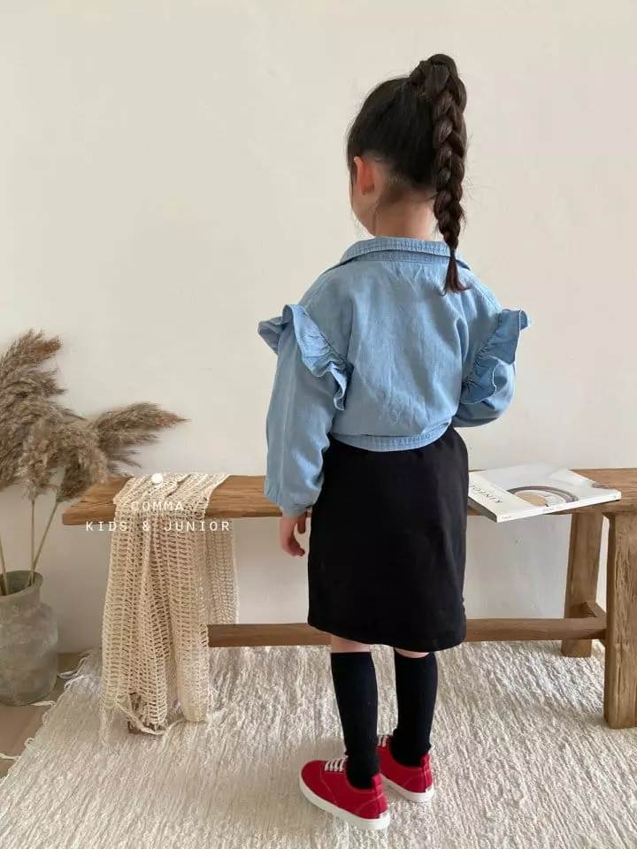 Comma - Korean Children Fashion - #stylishchildhood - Denim Frill Shirt - 11