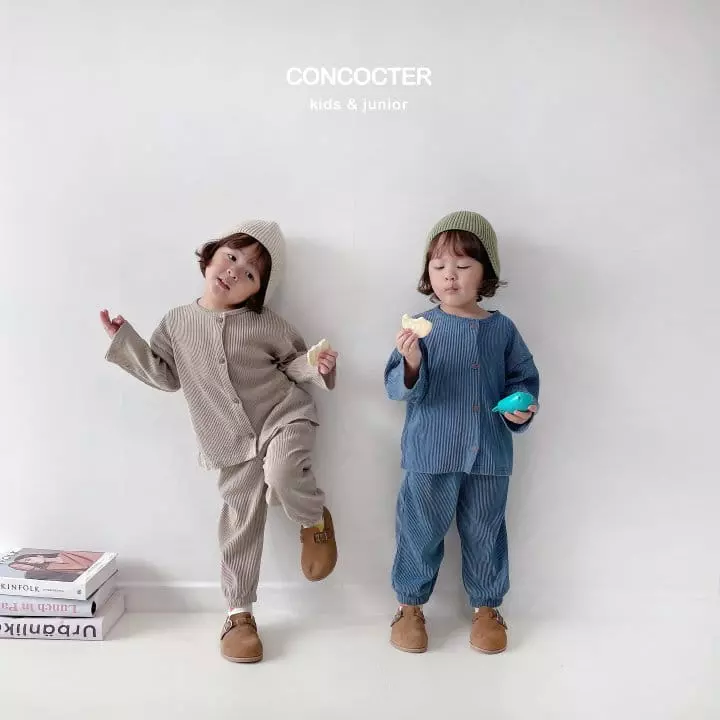 Concocter - Korean Children Fashion - #Kfashion4kids - Wrinkle Cardigan Top Bottom Set - 7