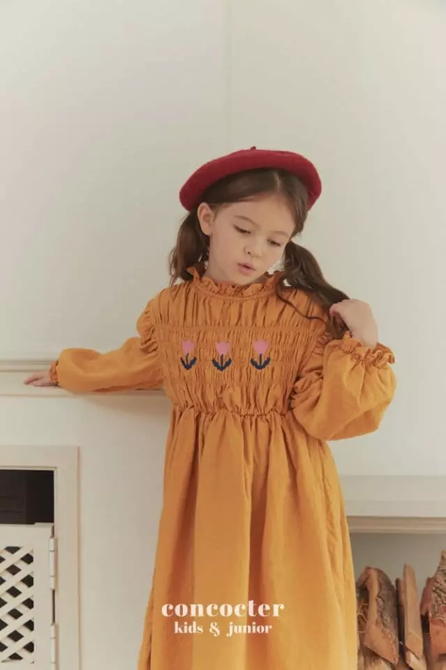 Concocter - Korean Children Fashion - #Kfashion4kids - Smocking Tulip One-piece - 6