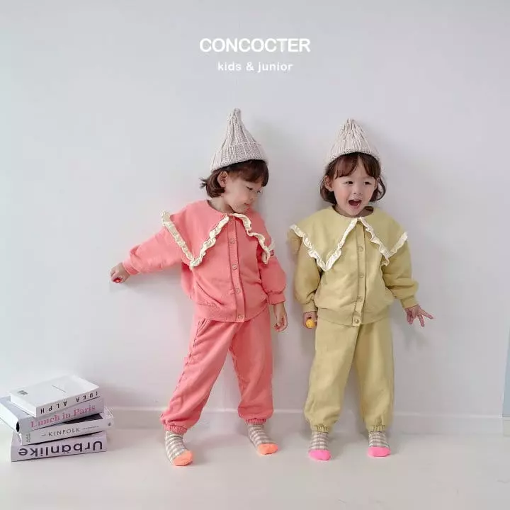 Concocter - Korean Children Fashion - #Kfashion4kids - Frill Collar Top Bottom set - 6
