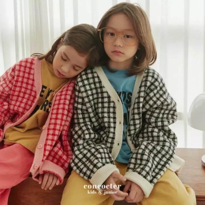 Concocter - Korean Children Fashion - #childrensboutique - Check Knit Cardigan - 11