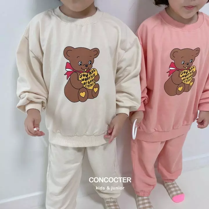 Concocter - Korean Children Fashion - #designkidswear - Heart Bear Top Bottom Set - 4
