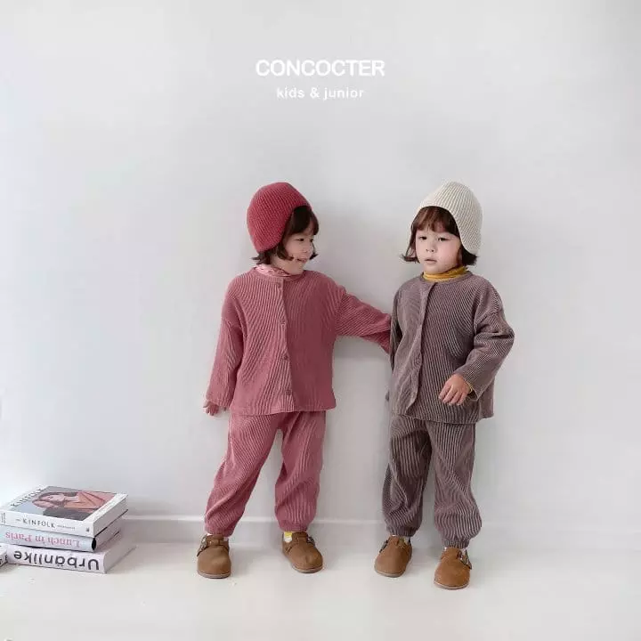 Concocter - Korean Children Fashion - #discoveringself - Wrinkle Cardigan Top Bottom Set - 2