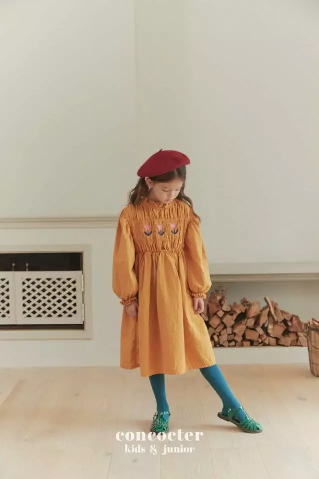 Concocter - Korean Children Fashion - #discoveringself - Smocking Tulip One-piece