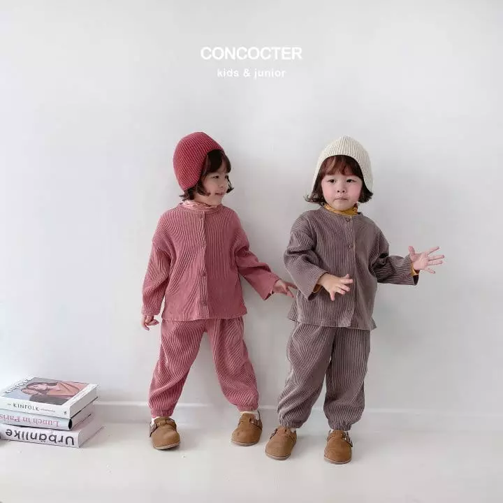 Concocter - Korean Children Fashion - #fashionkids - Wrinkle Cardigan Top Bottom Set - 3