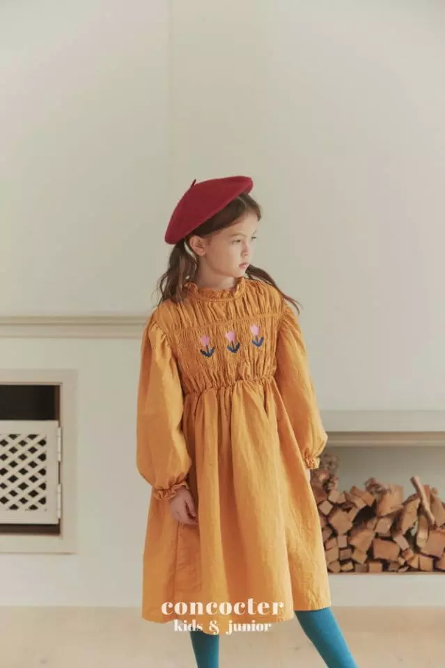Concocter - Korean Children Fashion - #fashionkids - Smocking Tulip One-piece - 2