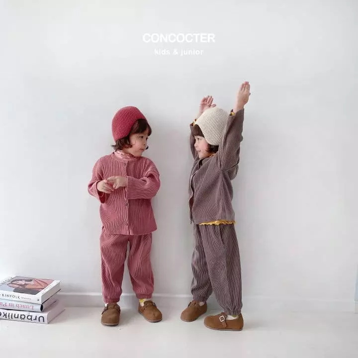 Concocter - Korean Children Fashion - #fashionkids - Wrinkle Cardigan Top Bottom Set - 4
