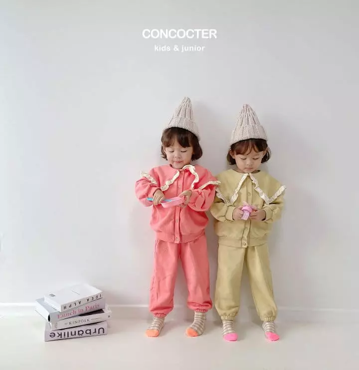 Concocter - Korean Children Fashion - #kidsshorts - Frill Collar Top Bottom set - 3