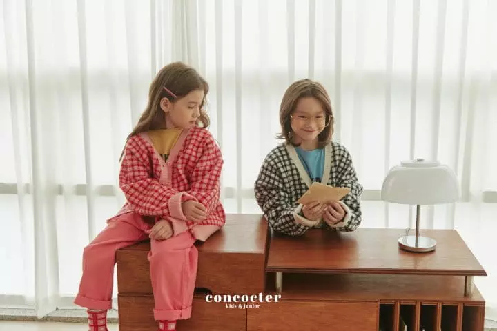 Concocter - Korean Children Fashion - #kidsstore - Check Knit Cardigan - 2
