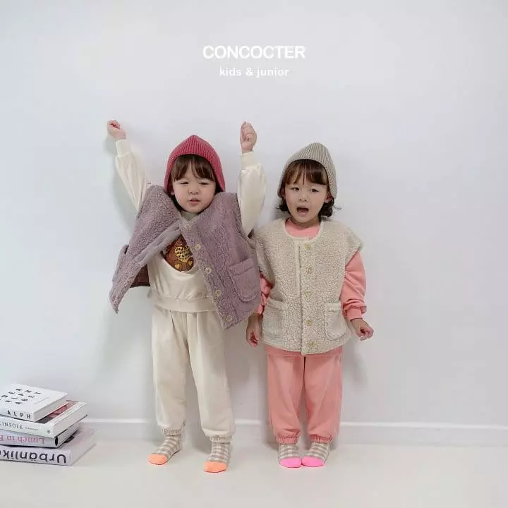 Concocter - Korean Children Fashion - #kidsstore - Heart Bear Top Bottom Set - 7