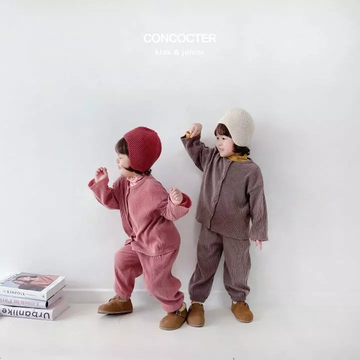 Concocter - Korean Children Fashion - #kidsstore - Wrinkle Cardigan Top Bottom Set - 5
