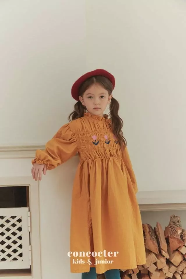 Concocter - Korean Children Fashion - #kidsshorts - Smocking Tulip One-piece - 4