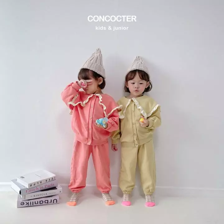 Concocter - Korean Children Fashion - #kidsshorts - Frill Collar Top Bottom set - 4