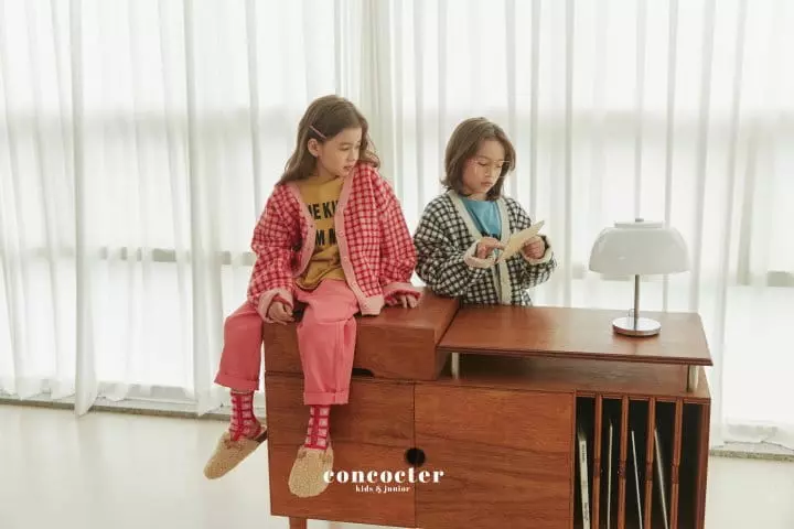 Concocter - Korean Children Fashion - #kidzfashiontrend - Check Knit Cardigan - 3