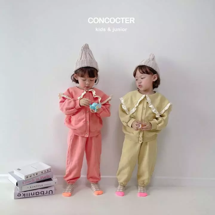Concocter - Korean Children Fashion - #kidzfashiontrend - Frill Collar Top Bottom set - 5