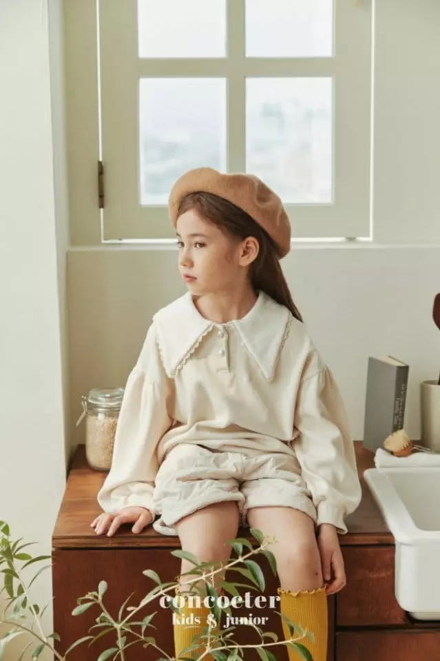 Concocter - Korean Children Fashion - #littlefashionista - Lace Collar Tee - 2