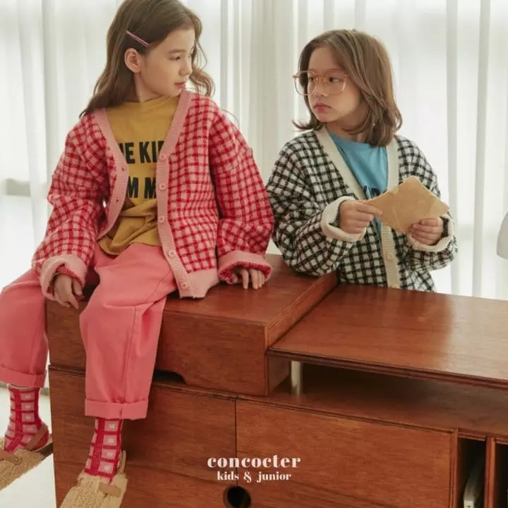 Concocter - Korean Children Fashion - #littlefashionista - Check Knit Cardigan - 5
