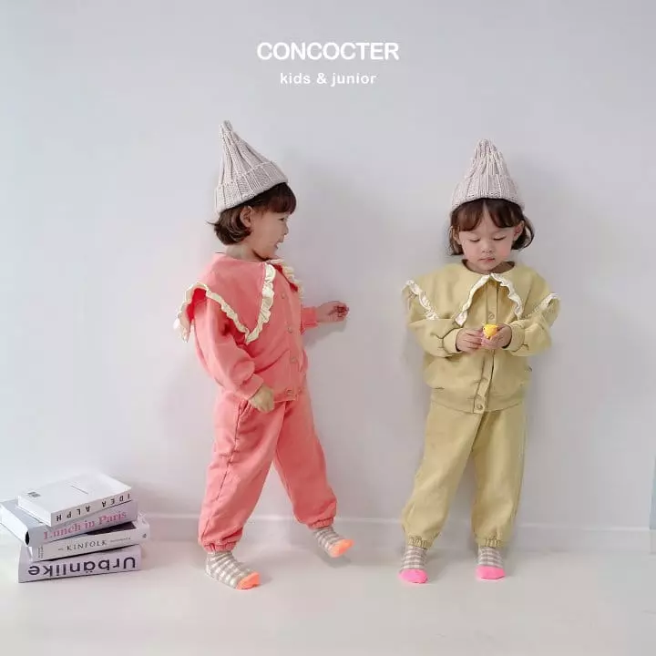 Concocter - Korean Children Fashion - #littlefashionista - Frill Collar Top Bottom set - 7
