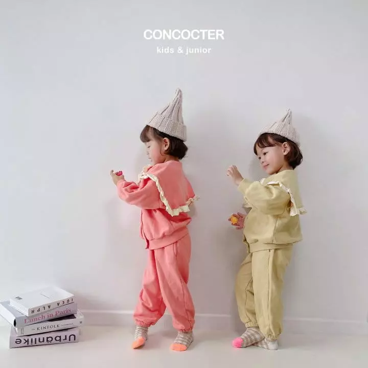 Concocter - Korean Children Fashion - #magicofchildhood - Frill Collar Top Bottom set - 8