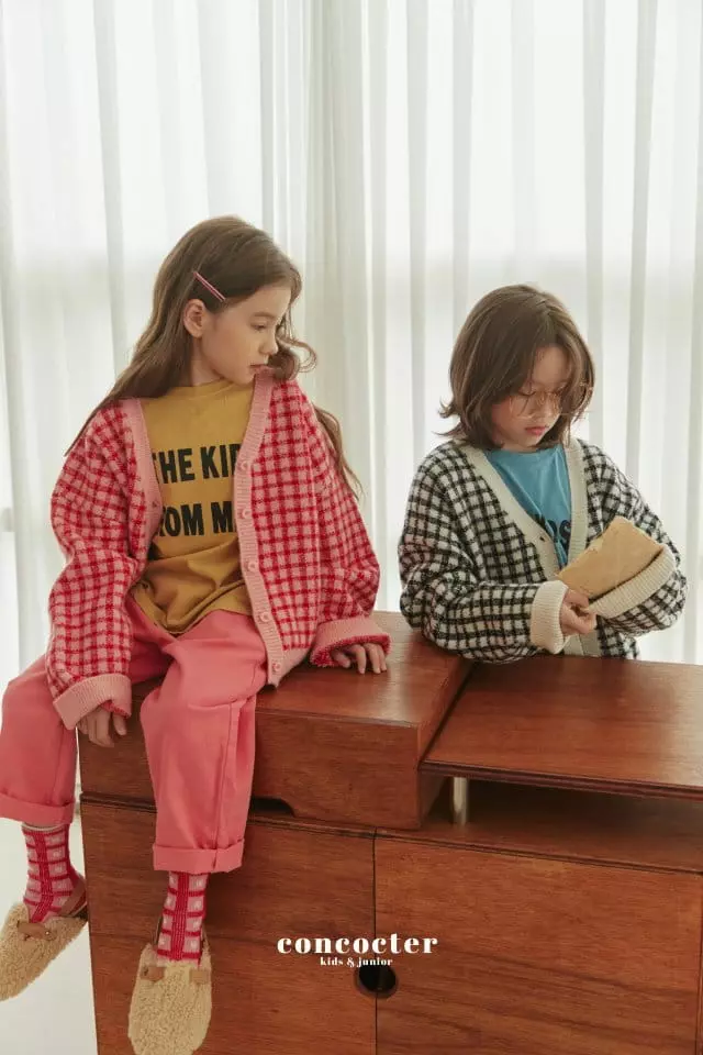 Concocter - Korean Children Fashion - #minifashionista - Check Knit Cardigan - 7