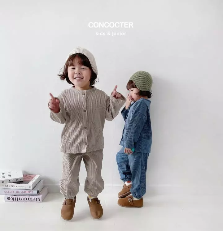Concocter - Korean Children Fashion - #minifashionista - Wrinkle Cardigan Top Bottom Set - 10