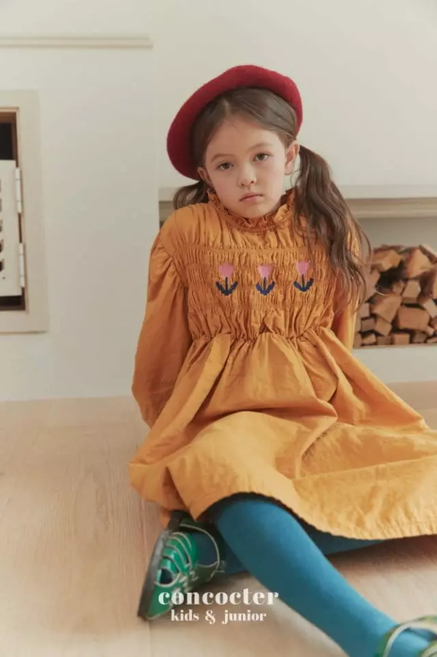Concocter - Korean Children Fashion - #minifashionista - Smocking Tulip One-piece - 9
