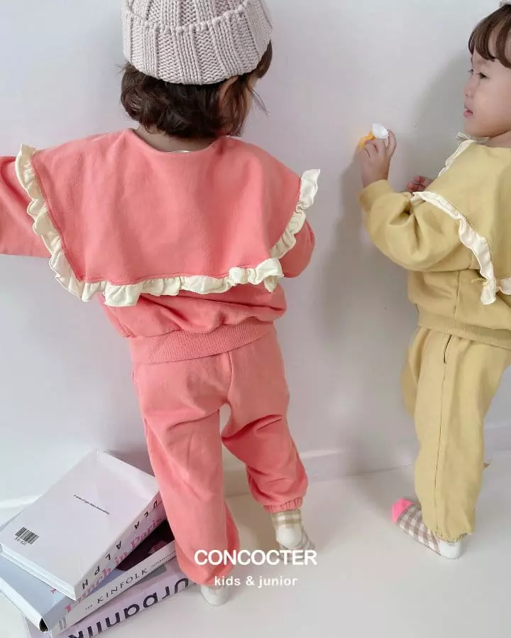 Concocter - Korean Children Fashion - #minifashionista - Frill Collar Top Bottom set - 9