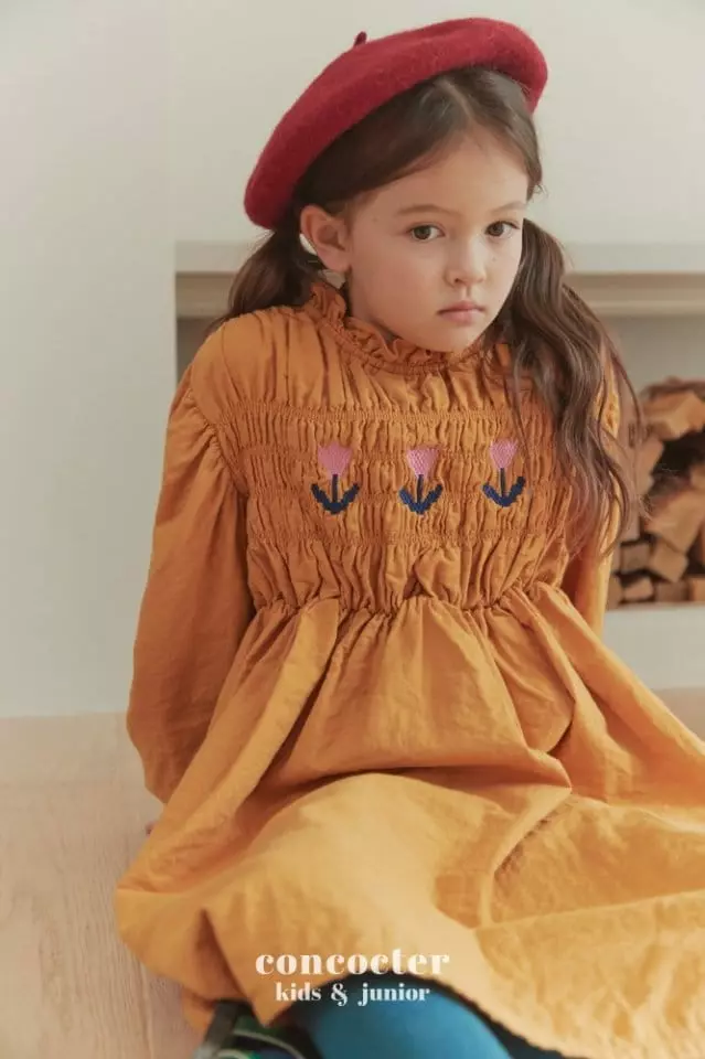 Concocter - Korean Children Fashion - #prettylittlegirls - Smocking Tulip One-piece - 10