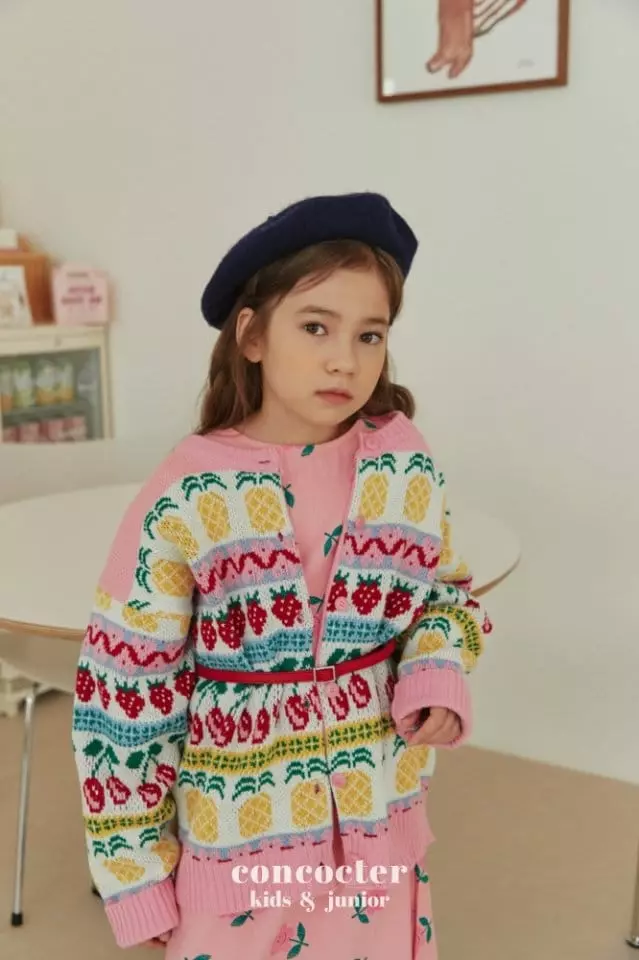 Concocter - Korean Children Fashion - #todddlerfashion - Sweet Fruit Knit Cardigam - 8
