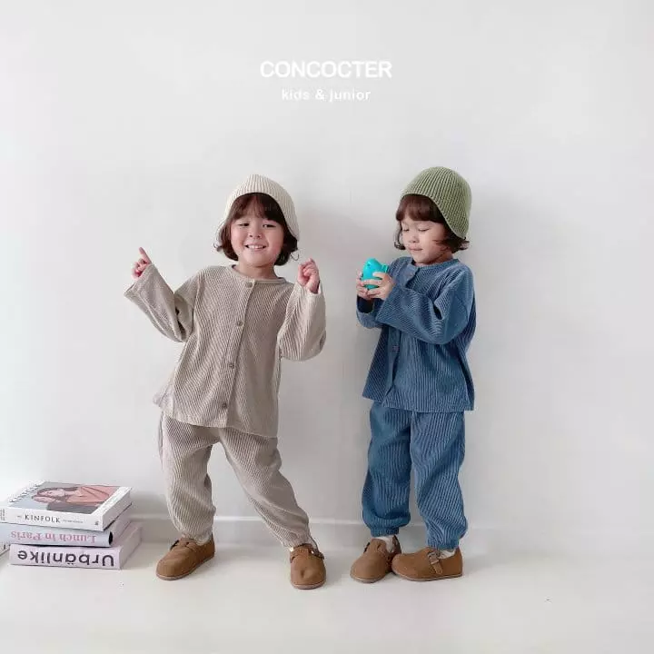 Concocter - Korean Children Fashion - #todddlerfashion - Wrinkle Cardigan Top Bottom Set - 12