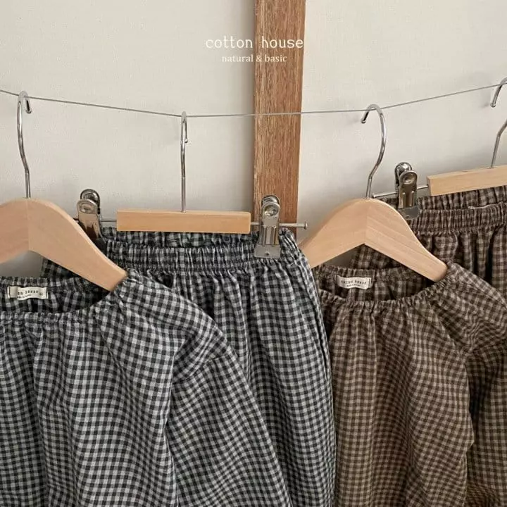 Cotton House - Korean Children Fashion - #childofig - Banding Check Top Bottom Set - 3