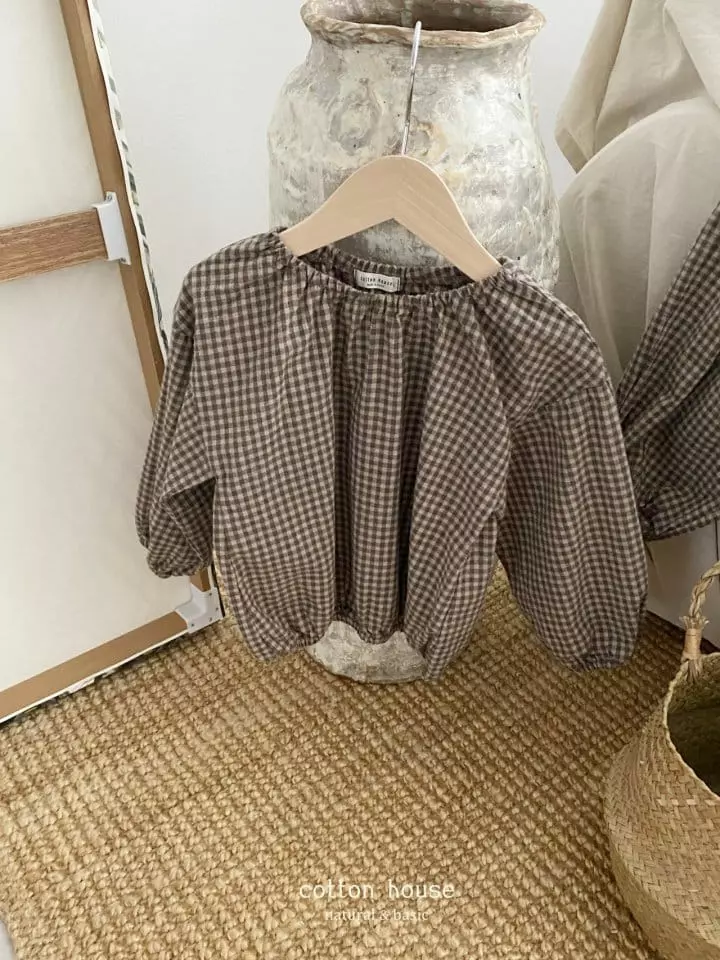 Cotton House - Korean Children Fashion - #childofig - Banding Check Top Bottom Set - 4