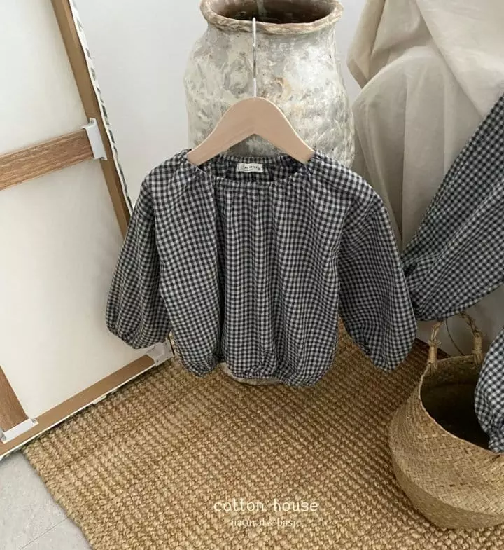 Cotton House - Korean Children Fashion - #discoveringself - Banding Check Top Bottom Set - 6