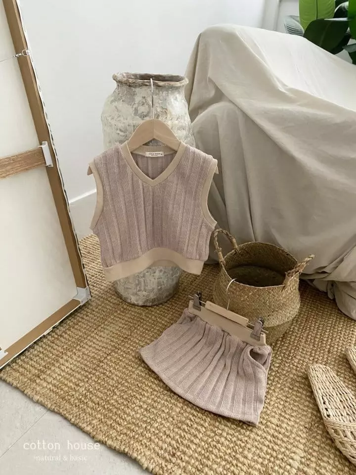 Cotton House - Korean Children Fashion - #discoveringself - Knit Vest Two Piece - 3