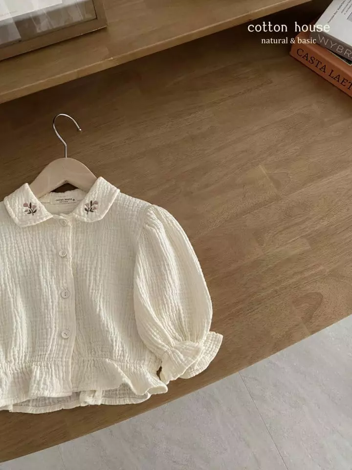 Cotton House - Korean Children Fashion - #fashionkids - Flower Embroidery Blouse - 2