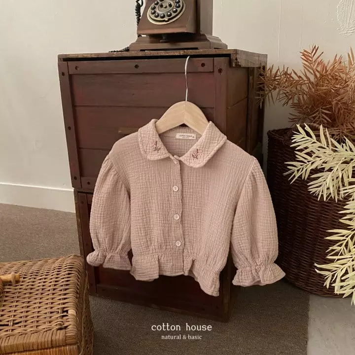 Cotton House - Korean Children Fashion - #kidsshorts - Flower Embroidery Blouse - 3