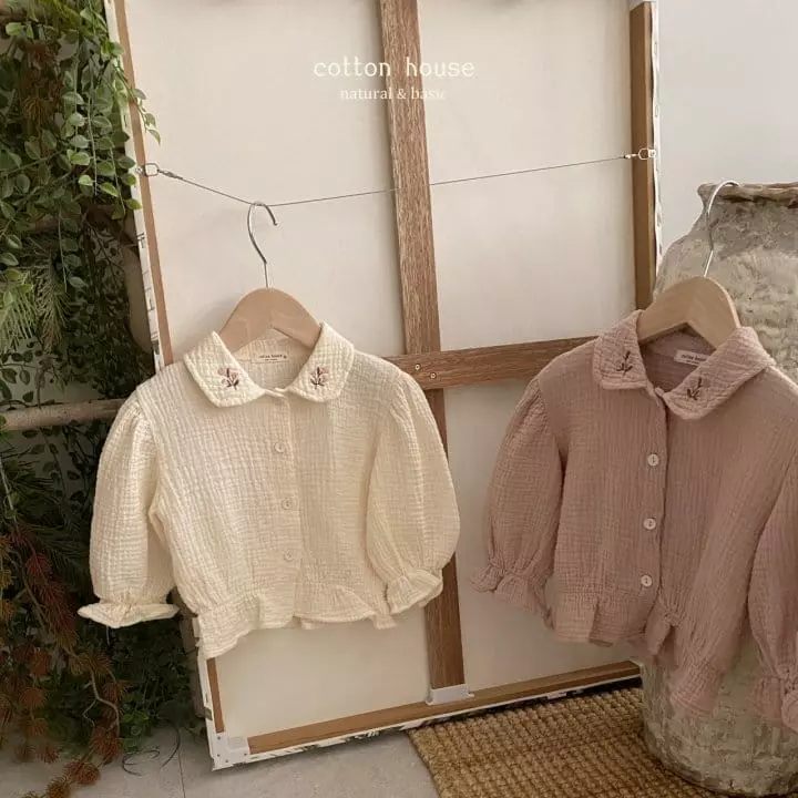 Cotton House - Korean Children Fashion - #kidsshorts - Flower Embroidery Blouse - 4