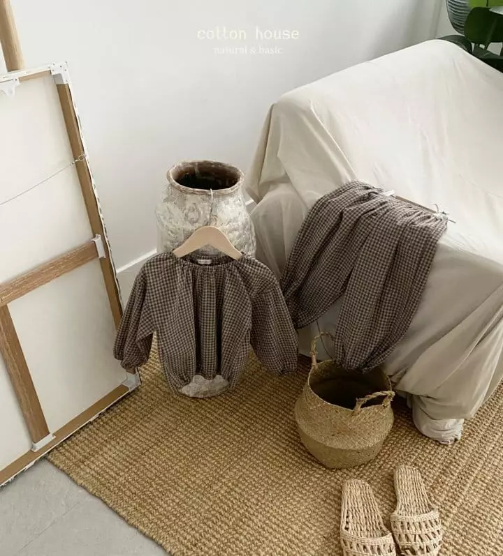 Cotton House - Korean Children Fashion - #kidsstore - Banding Check Top Bottom Set - 9