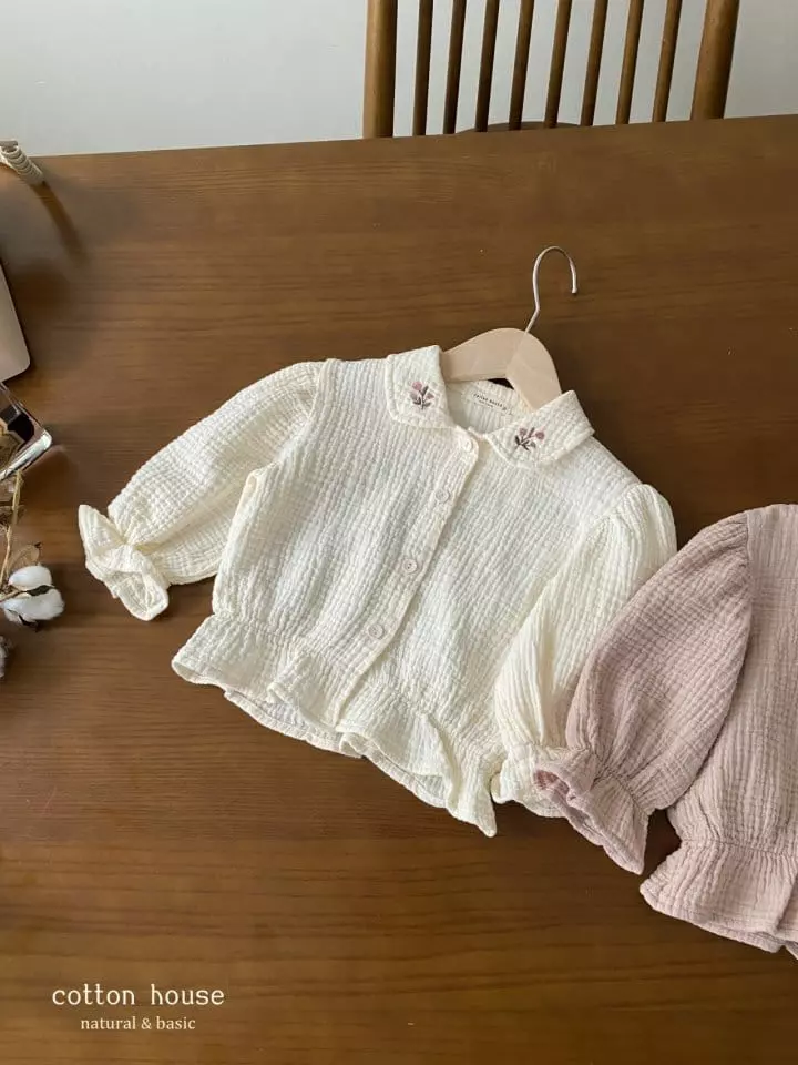 Cotton House - Korean Children Fashion - #kidzfashiontrend - Flower Embroidery Blouse - 5