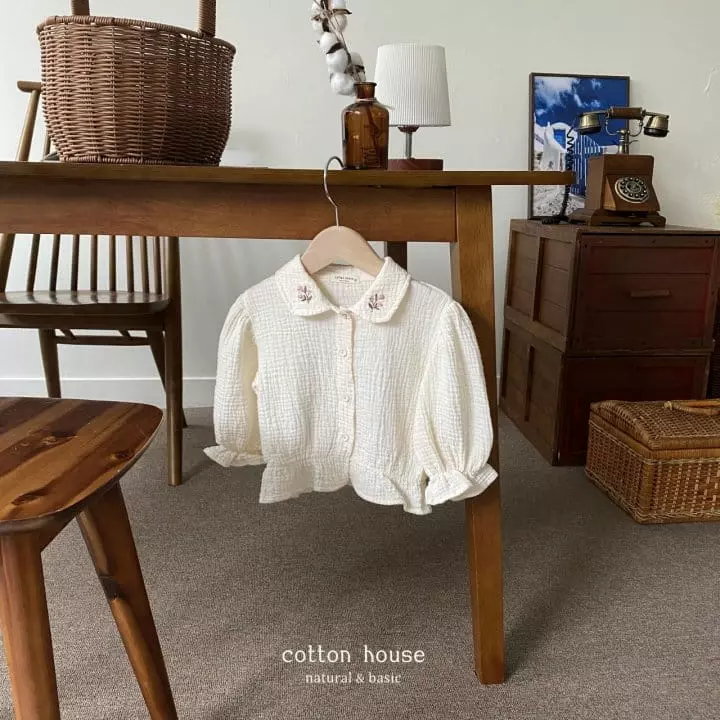 Cotton House - Korean Children Fashion - #littlefashionista - Flower Embroidery Blouse - 7