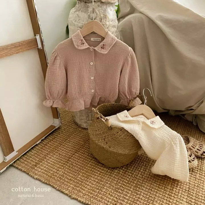 Cotton House - Korean Children Fashion - #minifashionista - Flower Embroidery Blouse - 9