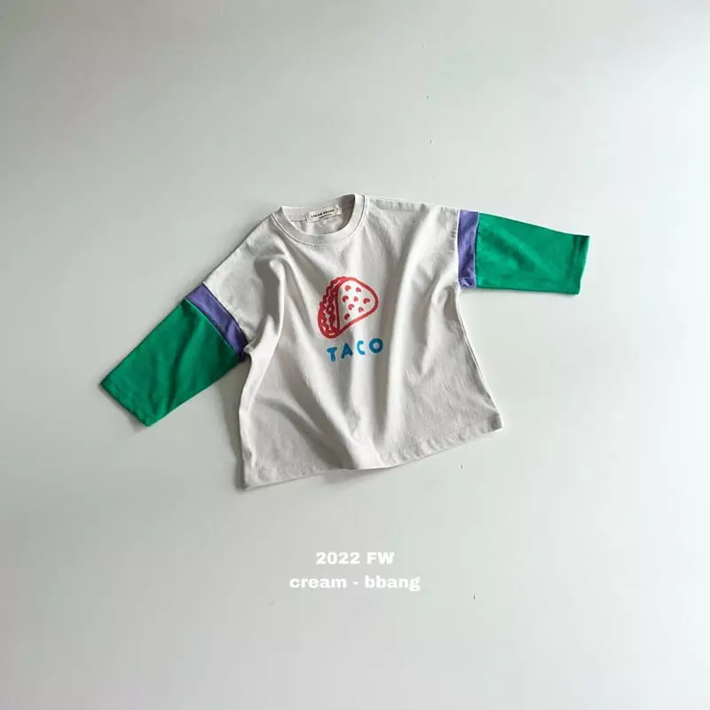Cream Bbang - Korean Children Fashion - #childofig - Taco Sleeve Color Tee - 10