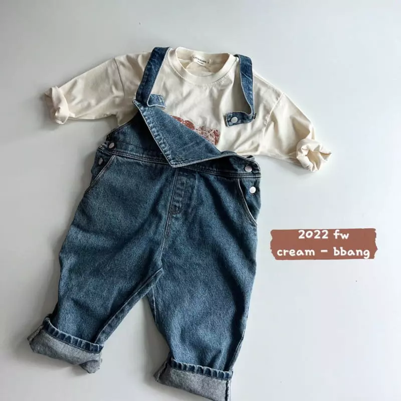 Cream Bbang - Korean Children Fashion - #childofig - Denim Overalls Pants - 7
