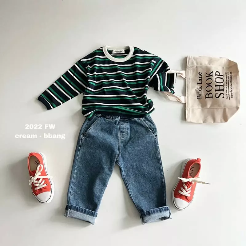 Cream Bbang - Korean Children Fashion - #designkidswear - Barrier Stripes Tee