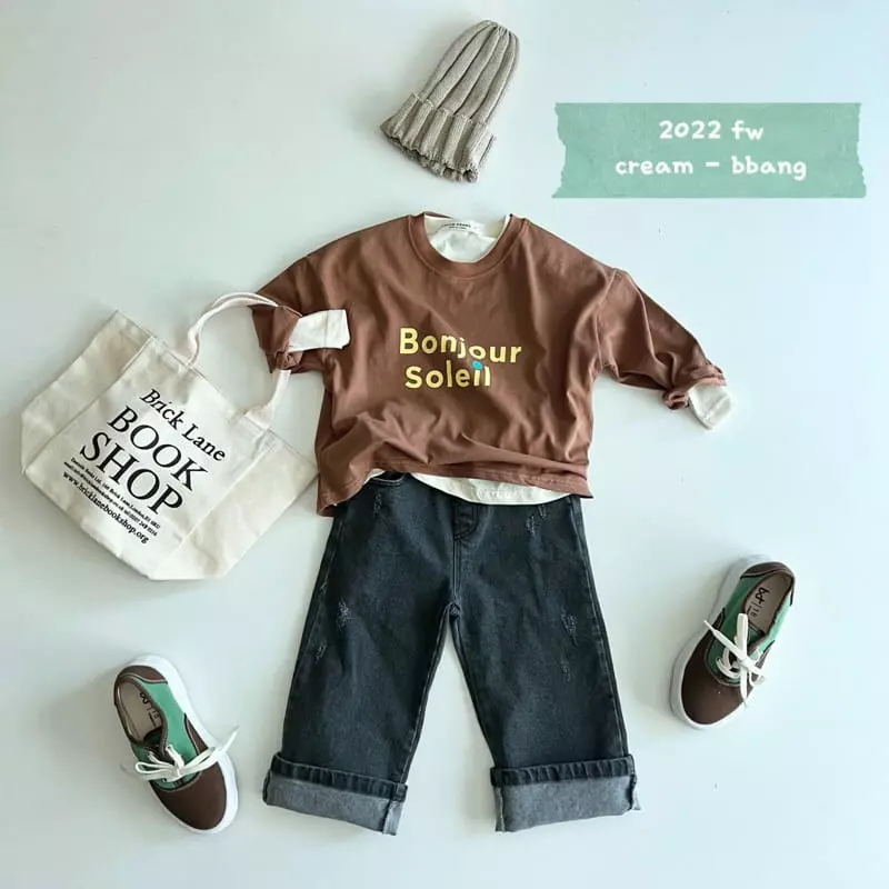 Cream Bbang - Korean Children Fashion - #fashionkids - Denim Vintage Pants - 8