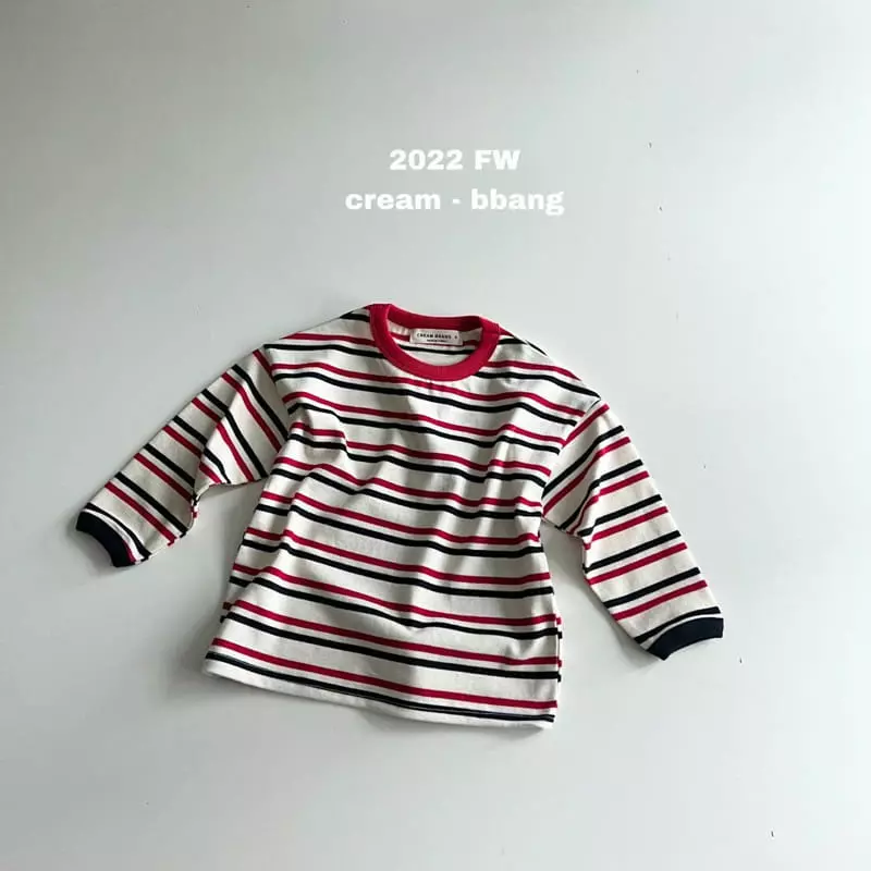 Cream Bbang - Korean Children Fashion - #fashionkids - Barrier Stripes Tee - 3