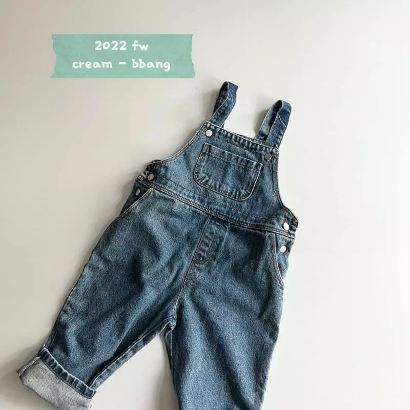 Cream Bbang - Korean Children Fashion - #kidsshorts - Denim Overalls Pants - 12