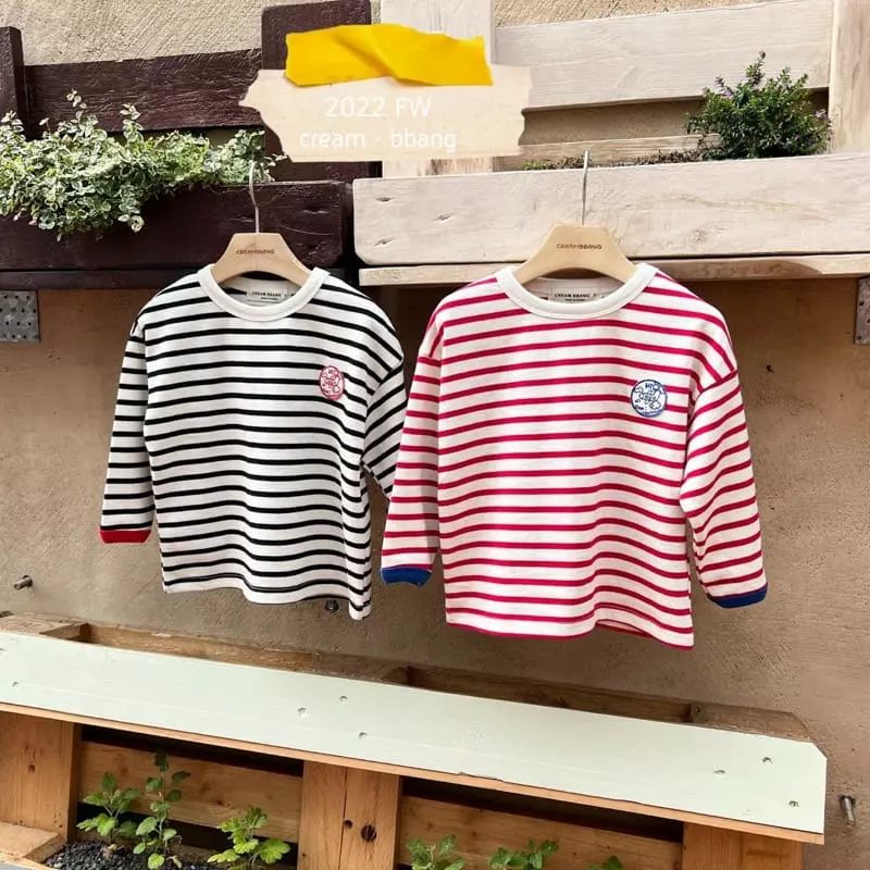 Cream Bbang - Korean Children Fashion - #kidsshorts - Hi Wapen Stripes Tee - 10